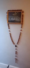 Chapelet de moine en bois d'olivier années 30 - fabrication artisanale - 1m70 