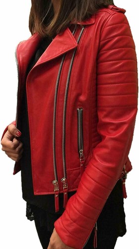Blouson moto rouge peau - blouson, de