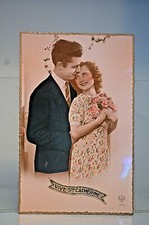 CPA CARTE POSTAL STE SAINTE CATHERINE DENTELLE AJOURE BONNET FILLE GARCON ANCIEN