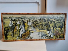 Cadre ancien Algérie Colonie photographie panoramique Abreuvoir oasis