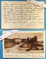 ● COLETTE écrivain CPA Genève Hôtel les Bergues carte lettre autographe L.A.S
