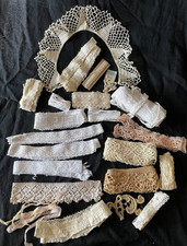 Job Lot 22 Antique French Pieces Lace Fripperies Trims c1900s #14