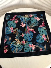 Foulard carré de soie Vintage Gavroche Motif Tropical Cadeau Femme FO323