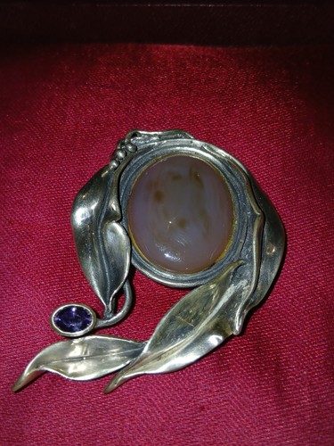 Broche art nouveau argent - broche,
