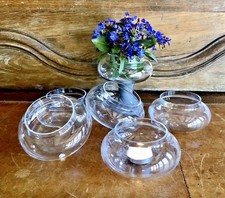 6 ANCIEN VASE VERRINE PHOTOPHORE CRISTAL SOUFFLE HARTZVILLER DECO TABLE 12 DISPO