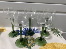 Lot 5 Verres A Pied Vert Vin Blanc D’alsace Decor Raisin Graves 