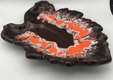 Grand PLAT Ou COUPE à FRUIT En Céramique De VALLAURIS En Forme De FEUILLE 42 Cm