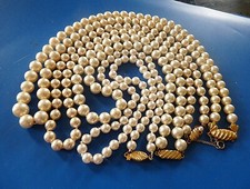 Lot BIJOUX Colliers FANTAISIE Rétro Haute Qualité Perles fermoirs argent doré