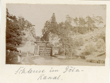 Sweden, Schleuse im Göta Kanal Vintage albumen print. Vintage Sweden. Sluice Gat