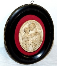 ANCIEN RELIQUAIRE NAPOLEON III VIERGE à L'ENFANT STUC ou PIERRE CALCAIRE XIXème