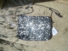 sac pochette soirée sequins argents neuve etiquette sortie ceremonie danse a