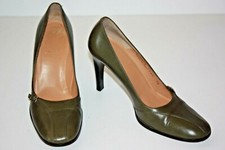 BALLY Escarpins Hauts Talons Tout Cuir Kaki Modele Tonica T 38 TTBE