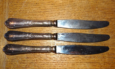 3 Couteaux à Fromage St Medard Décor Rocaille Louis XV Marly Métal Argenté