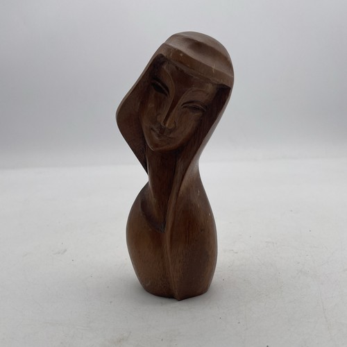 Vntg hand carved wood woman - carved,