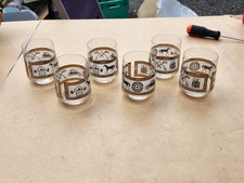 Lot 6 verres à whisky vintage décor casino or noir années 60 style rétro