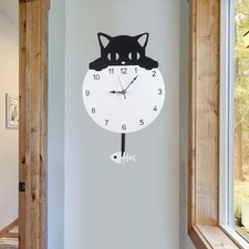 Pendule murale en forme de chat, horloge silencieuse, pour salon, salle à