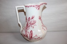 Broc pichet en faïence de Gien, décor Cactus rose, hauteur 26 cm