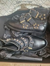 Zadig et Voltaire Laureen Buckle boots flat stud ankle - size 36 EU - BNWT