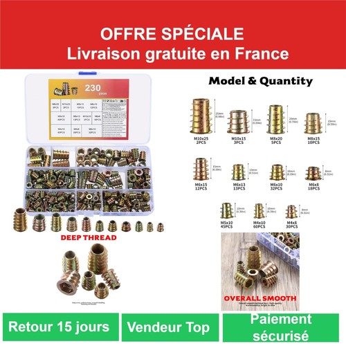 230 pcs inserts - 230, filetés