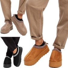 Sabot en Daim Femme Fourrure Interne Semelle Plate Compensé Chaud TooCool H-3