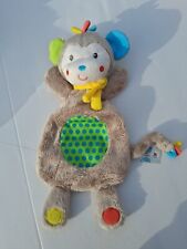 Doudou plat singe gris vert bleu rouge pois NICOTOY SIMBA TOYS -26389, TBE