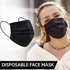 Masques De Protection Médicale Jetables Noirs 100x Non Chirurgicaux Respirants