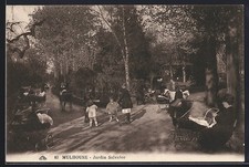 CPA Mulhouse, Jardin Salvator avec enfants et landaus promenant dans le parc 