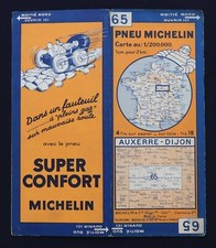 Carte MICHELIN 65 AUXERRE DIJON 1926 Guide Bibendum pneu tyre map
