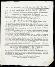 Affiche NOBLE COURS DE CHEVAUX vers 1800 / cirque équestre