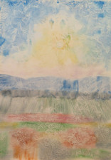 Aquarelle Vintage Paysage Abstrait Sur papier Peinture Technique Du Givre P35