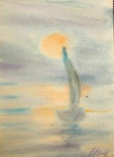 Tableau ancien aquarelle post