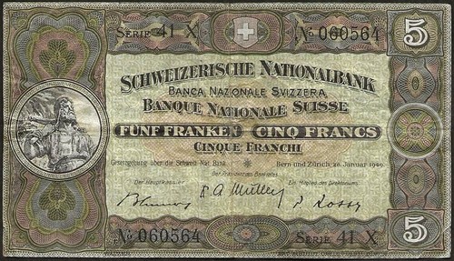 Suisse billet 5 francs - suisse, de