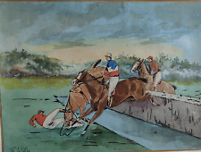 Lot de deux Aquarelles Milieu xx e Chevaux de courses Hippisme 