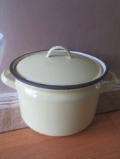 Ancien faitout émaillé jaune - faitout,