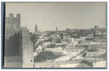 Maroc, Village marocain Vintage print sur papier carte postale. Tirage argenti