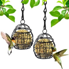 Lot de 2 mangeoires à oiseaux - Support de boules de graisse - À suspendre - ...