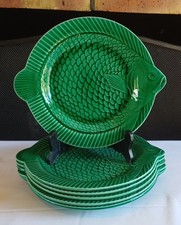 6 Assiettes Barbotine Sarreguemines forme poisson