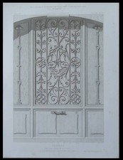 PARIS, 37 RUE JEAN GOUJON, CLOTURE GRILLE - 1873 - GRAVURE FER FORGE -  BAUDRIT