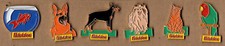 lot de 6 Pin's animaux / Friskies (chiens, chat, poisson, perroquet)