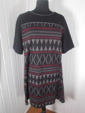 Robe à enfiler épais noir imprimé coloré coton/polyester 46/48 Made in France