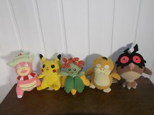 lot 5 peluches NINTENDO POKEMON pikachu roigada joliflor psykokwak hoothoot