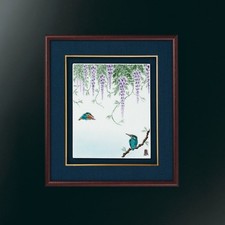 Art Mural Kutani Wisteria Et Martin Pêcheur Toshito Nakamura Japon