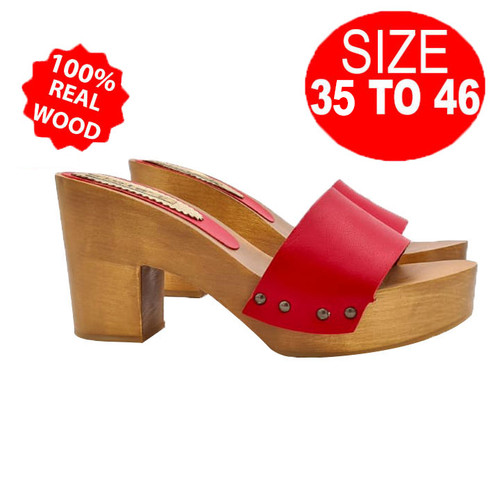 Mules rouges cuir avec - rouges,