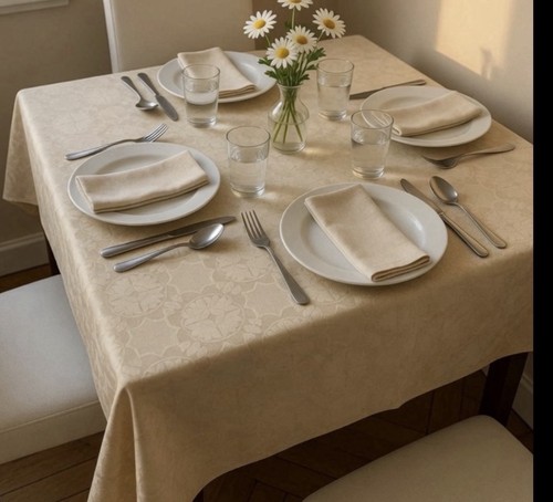 Nappe damassée ivoire vintage - nappe,