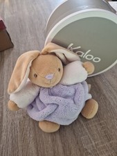 Doudou lapin plume blanc mauve