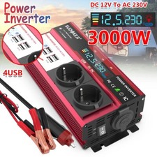 3000W Onduleur Convertisseur Sinus 12V DC 220V AC Transformateur Chargeur 4 USB