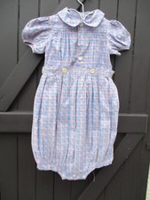 ensemble barboteuse enfant (petit garçon) toile quadrillée ancien 1939-49