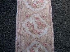 2 ANCIENS COUPONS DE TISSU LIN MEDAILLONS FLEURIS 31x200 - 28 x125 -  TIS 246/2