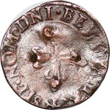 P1156 Très Rare Henri III Liard au H couronné 1578 D Lyon Date en Bas