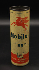 Ancien Bidon Huile Boite Mobiloil BB Gargoyle Pegasus Auto Motor Oil Tin Can